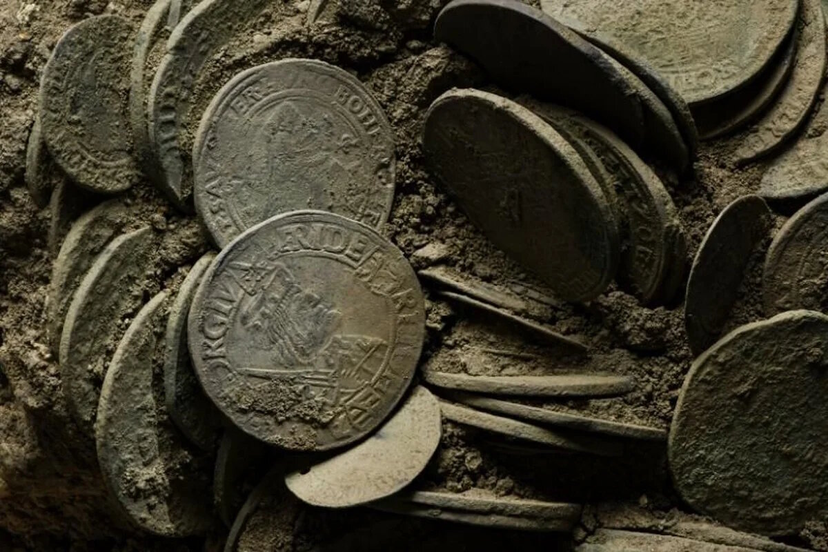 A Rare Treasure Trove From The 15Th Century. A ‘Medieval Dollar’ And Other Coins Were Discovered During The Construction Of A New Water Pipeline.